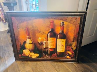 Large Framed Wine Still Life Canvas Art