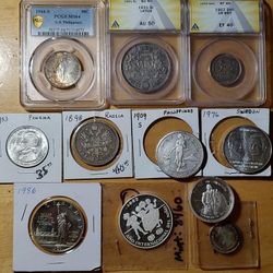 Silver Coin 's - Mix Of  11.        ( 3 Graded, Low Mint)