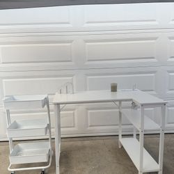Desk And Rolling Cart