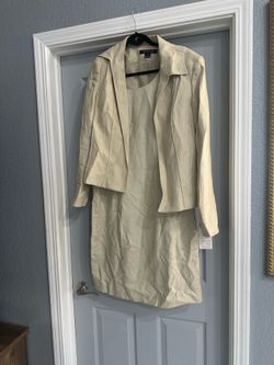 New Anne Klein Women’s 12 Career Suit Set 2pc Blazer w Dress Linen