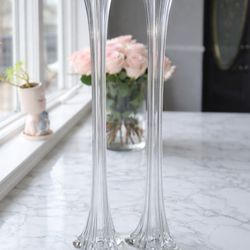 17 Glass Eiffel Tower Floral Vase Centerpiece Rayed Clear Tower 20" Tall