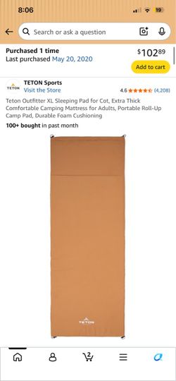 Teton Sports Sleeping Pad - Outfitter XL 80”x30”x2” Portable Roll Up
