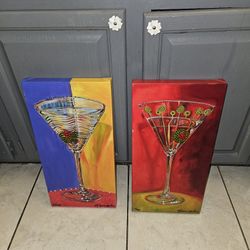 2  CRYSTAL LADEN  WINE GLASS PICS!!!  20IN BY 10IN