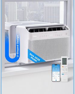 Midea 12,000 BTU U Shaped Smart Inverter Window Air Conditioner - Cools 550 Sq Ft, Ultra Quiet with Open Window Operation - Alexa/Google Assistant Com