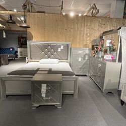 King Bed, Dresser, Mirror And Nightstand 