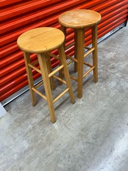 Two Oakwood stools 30 inch tall Two Oakwood stools 30 inch