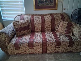 Floral Tapestry Loveseat with Throw Pillows