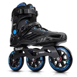 Inline Skates 110mm 3-Wheel Professional Fitness Blades Black Blue Men 10-11Women 11-12