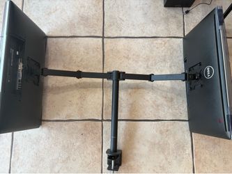 Table mount dual monitor for two computer screen