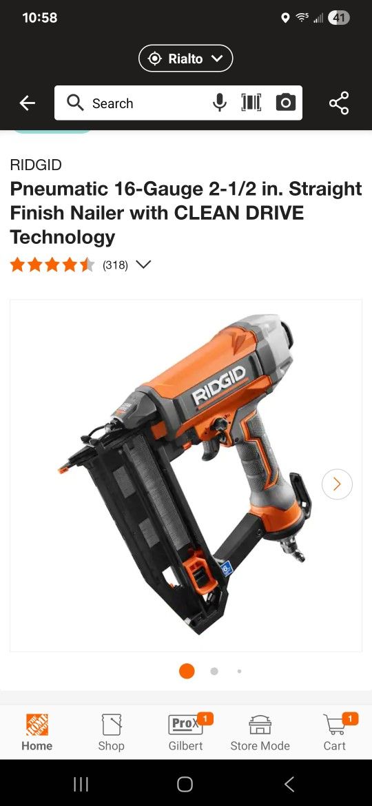 Rigid 16 Gauge Brad Nailer