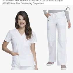 Scrubs - 3 Pair Women’s New White Dickies GenFlex Scrub Sets.  Still In Package