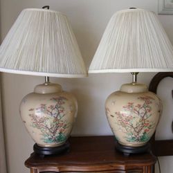 Estate Sale Vintage Chinoiserie Traditional Birds Glass Painted Large 