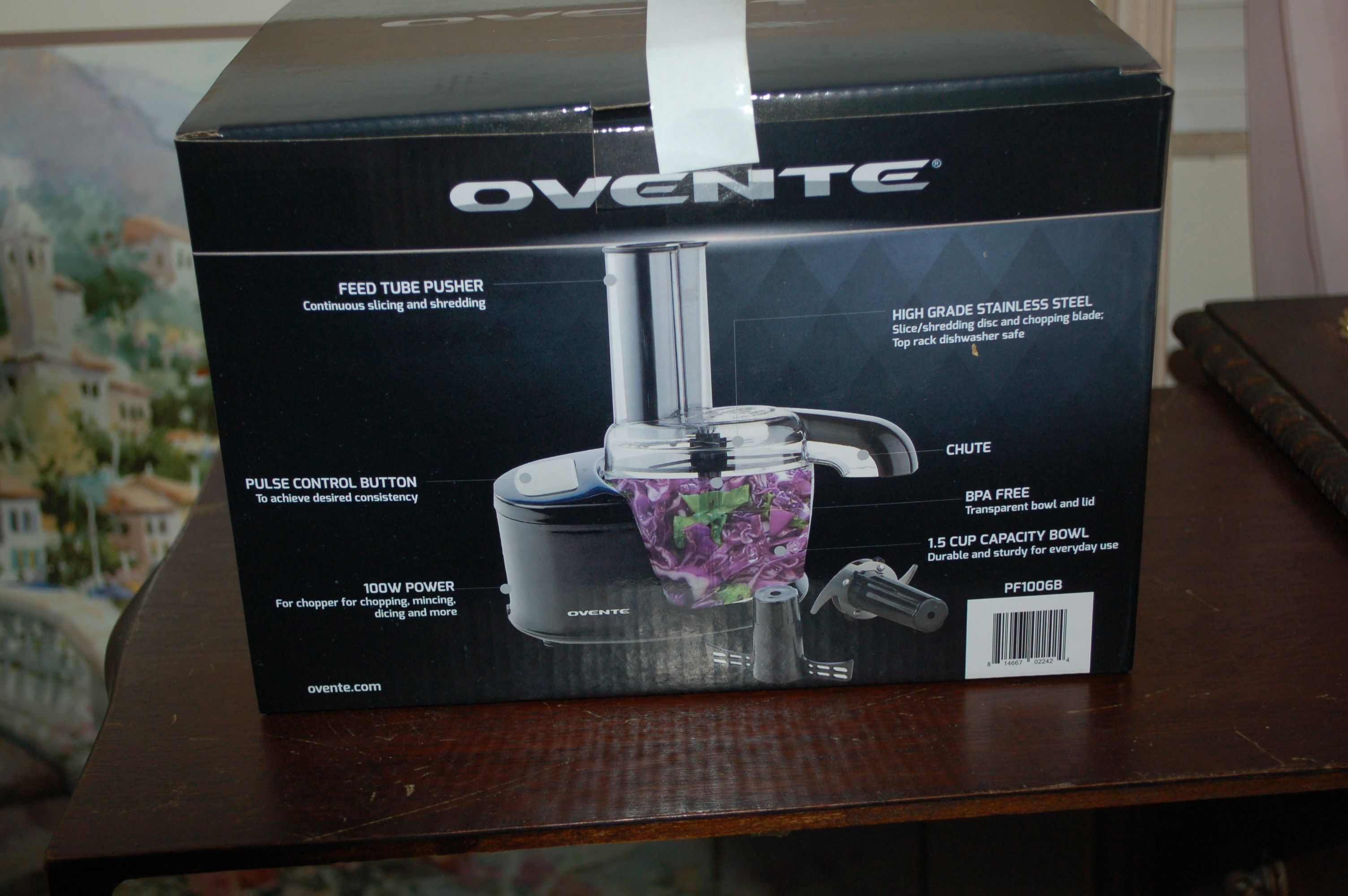 NEW , OVENTE 1.5 CUP 100 WATT POWER FOOD PROCESSOR, SS BLADES
