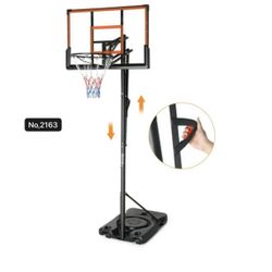 4.4-10FT Portable Basketball Hoop, 44inch PC Backboard, Basketball Goal System Outdoor Indoor,Black
