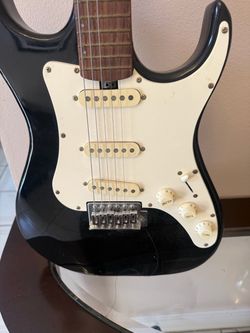 Black Stratocaster-Style Electric Guitar