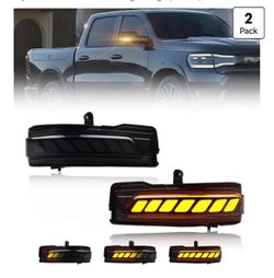 Smoked Switchback White & Amber LED Side Mirror Signal Lights For 2019+ RAM 1500