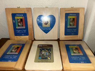 New Unfinished Wood Photo Frames Lot of 6