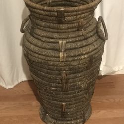 Tall Decorative Woven Wicker Basket