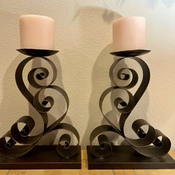 Wrought Iron LARGE Candle Holders-Set of 2 