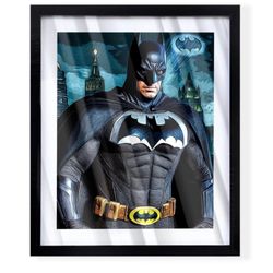 Batman with bat signal custom art piece on black frame