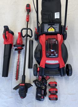 CRAFTSMAN V20 Cordless Push Lawn Mower, String Trimmer, Hedge Trimmer & Leaf Blower Combo Kit 