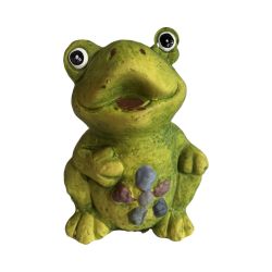 Alpine Ceramic Frog with Beaded Flower Belly – 3" Indoor/Outdoor Garden Figurine (Designs May Vary)