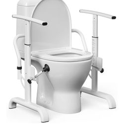 Toilet Safety Rails for Seniors, 350lbs Heavy Duty Toilet Safety Frame, Triple Stability with 2 Suction Cups & Rear Bar, Adjustable Height and Width B