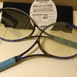 Prince Laser Lite 620 Tennis Rackets, Set Up To With 10 Wilson Tennis Balls.