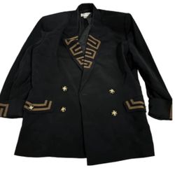 Vintage Liz Elana Womens Black/brown Blazer with Geometric Accents size 16 pre