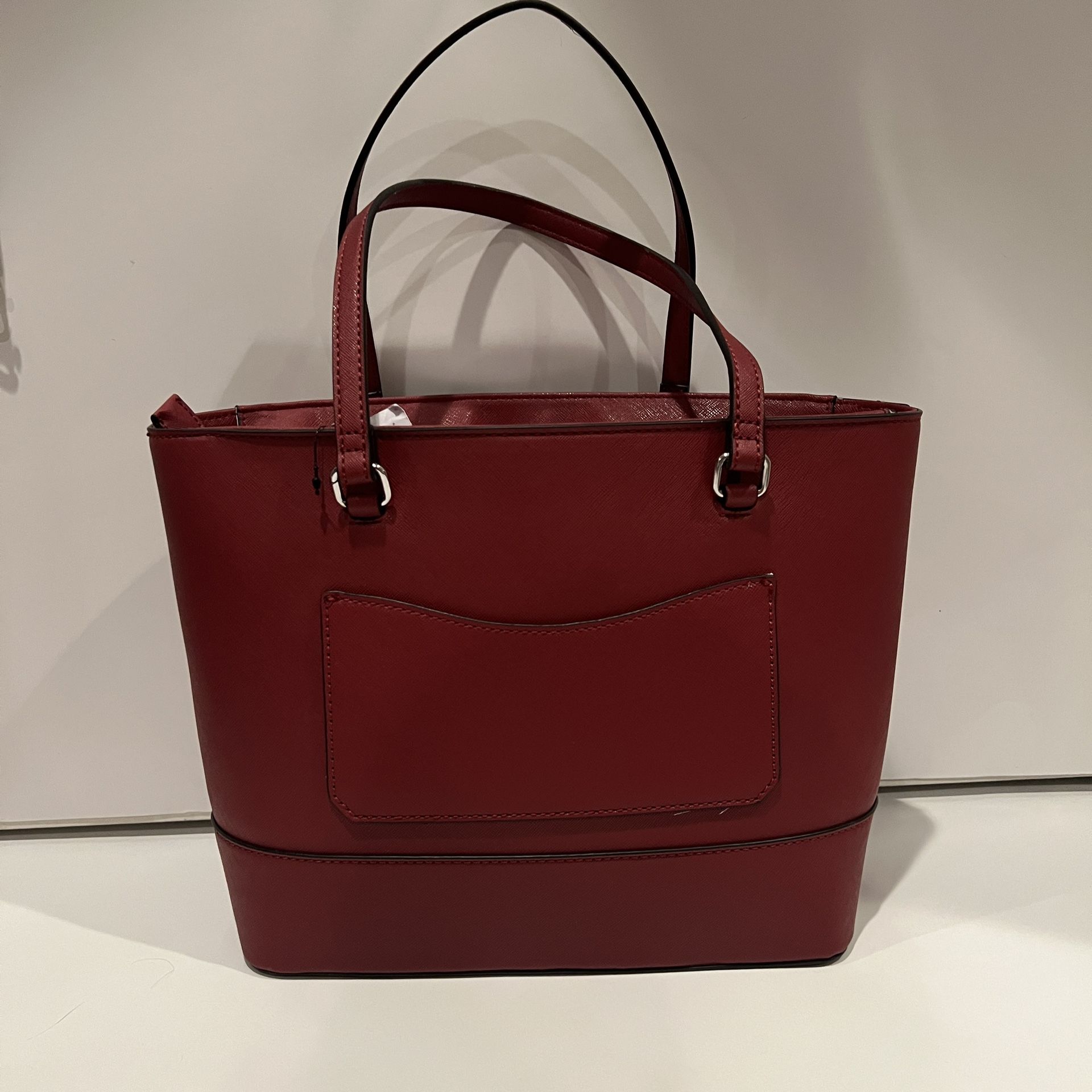 guess brown and red handbag