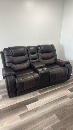 Two seats reclining Italian leather love sofa