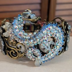 Kirks Folly Aurora Borealis Brass Stone Dragon Bracelet 