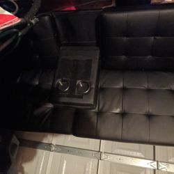 Stylish Black Leather Futon