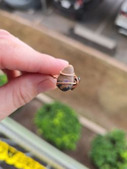 Copper Wire Wrapped Natural Stone Ring