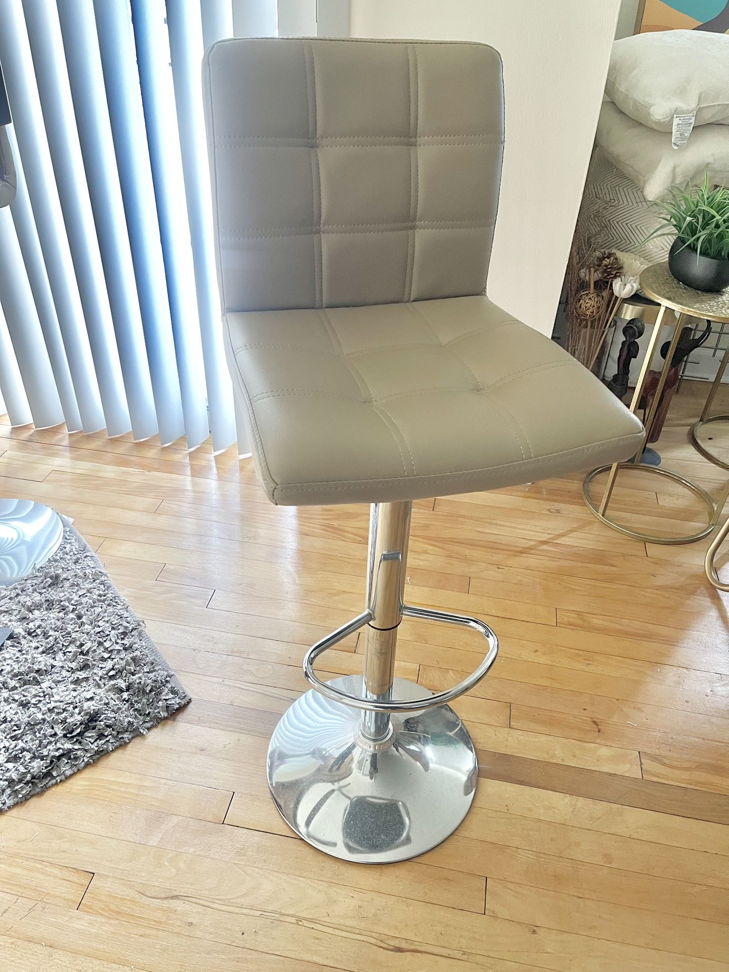 4 Leather Adjustable Bar Stools For Sale