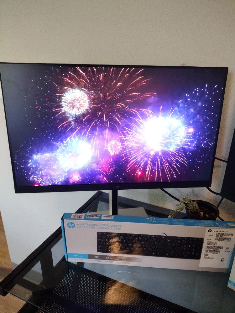 Two HP E24 G5 Monitors, HP Keyboard & Mouse
