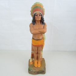 Native American Indian Cheif Vintage Chalkware Figure 15" Tall


