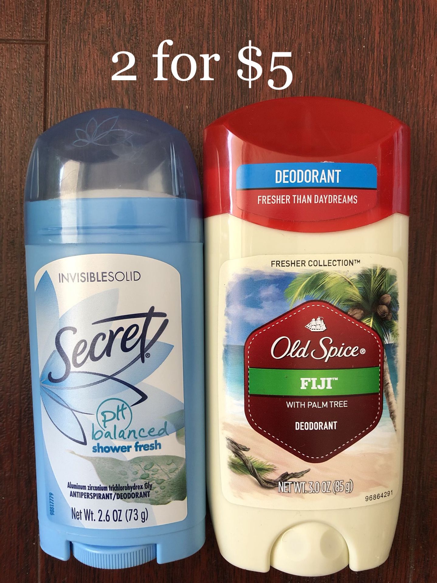 Secret PH Balance Deodorant + Old Spice Deodorant 2 for $5