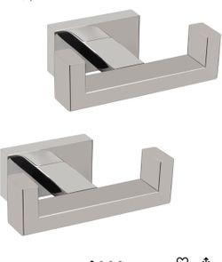 Modern Polished Chrome Double Robe Hooks - Set of 2