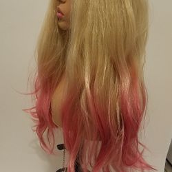 Long Pink Wavy Wig