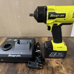 Snap-On 18V 1/2" Drive MonsterLithium Cordless Impact Wrench Kit with 5.0 Ah Battery and Charger