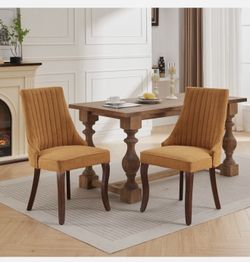 Rayon Cloth Flocking Linen Dining Chairs Channel Kitchen Dinner Chair Comfy Fabric Upholstered Accent Chair