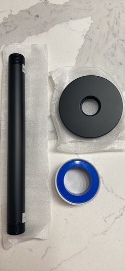 Matte Black Shower Arm with Flange and Tape