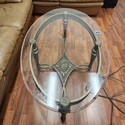 Round Glass Coffee Table | Metal Frame | Living Room Table