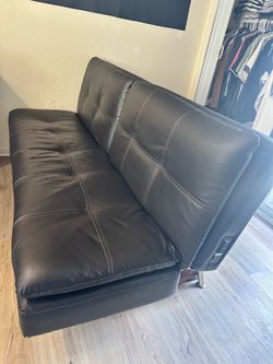 Leather convertible futon couch