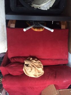 Two red couches suede