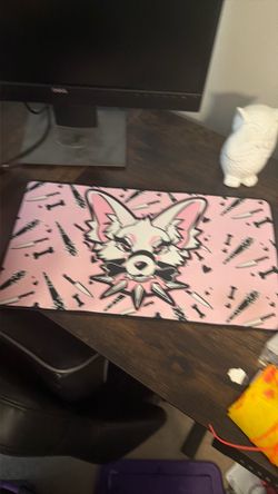 Pink Dog Desk Mat/Mouse Pad