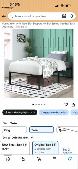 Twin size bed and lamp