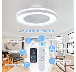 Ceiling fan with light 20”fixture remote/app controlled
