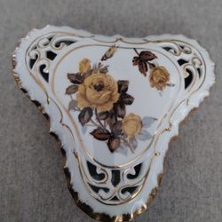 Vintage Porcelain Triangle Trinket Box 